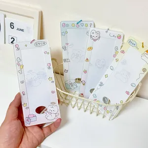 Cute Korean acrylic photo card holder with cartoon cat bear patterns and bead chain