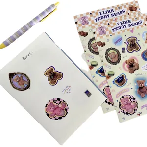 Y2K Amerikaanse retro stickers met teddyberen en konijnen voor plakboeken