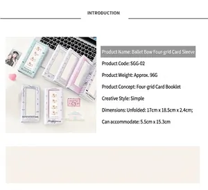 Detailed size specifications for the ballet bow 4-grid photo card album folder