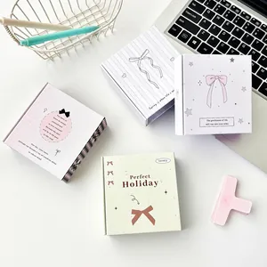 Ballerina bow themed magnetic square photo album set with pink and green plaid covers