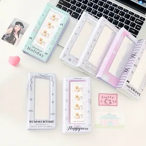 Kawaii Ballet Core Bow Photocard Album PVC PU Leather Kpop Idol Collect Book Mini Photo Storage Binder For Girls Gift