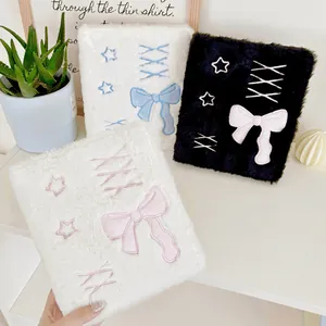 A6 Plush Photocard Binder Balletcore Bow Embroidered Kpop Card Collector Album Refillable 6 Ring Notebook Cover School Stationery Gift