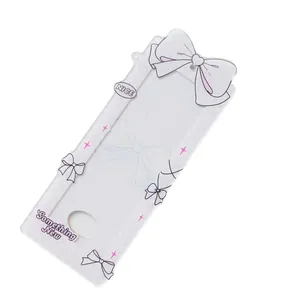 Acrylic photo card holder with purple plaid pattern and ballet-style bow designs