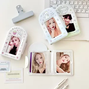 Cute cartoon cat and bear photocard holders for 3-inch K-pop cards and polaroids
