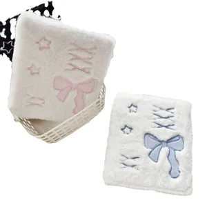 A6 plush ballet style photo album with bow embroidery and stars in pink and blue