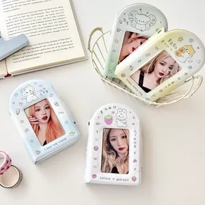 Mini 3-inch photo card binders in pastel colors with cartoon patterns and heart windows