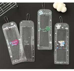 Macro detail of glitter transparent photocard holders with clover and star patterns