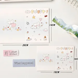 Set de tarjetas plegables de perrito con pegatinas y cinta para envolver regalos