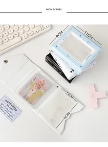 Detailed size specifications of foldable pixel cartoon card holder and photo album