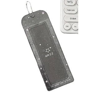Black glitter translucent card holder with star pattern and silver ball chain