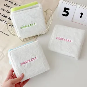 Plush square photocard holder with Monvkaka embroidery for idol card collections