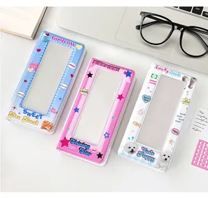 Detailed view of Y2K style PVC card holders with cute patterns and clear windows