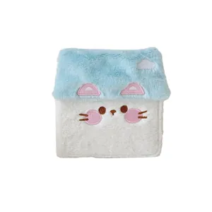 Cute puppy plush photocard holder in light blue and white with detailed embroidery