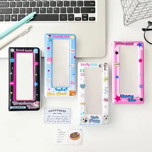 Y2K American Style 4-Grid Card Holder PVC Photocard Binder Collection Album For Idol Star Chasing Students Daily Storage Case