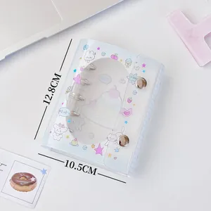 Niedliches 3-Loch PVC Ringbuch für Tagebuch und Karten mit Schnappverschluss 12,8 cm