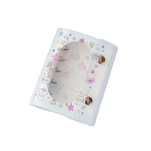Niedliches Cartoon-Welpen PVC-Ringbuch mit 3 Ringen und sicherem Metall-Druckknopfverschluss