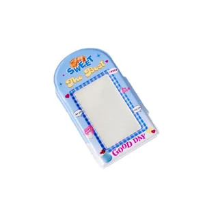 Lichtblauwe PVC Polaroid fotoalbum met schattige cartoonprints en transparant venster