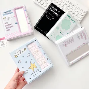 Mini photo album collection for kpop cards in pink, black, green and blue patterns