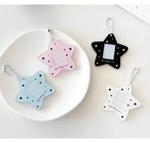Detailed view of colorful star-shaped acrylic card holders with Sparkling Stars print