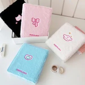 Tarjeteros de peluche para fotos en cuatro colores con bordado de gato y oso