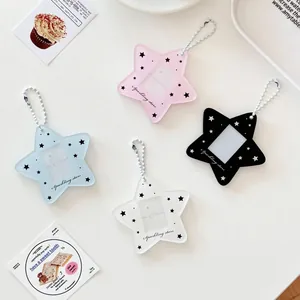 Star-shaped acrylic photo card holders in four colors with sparkling stars design