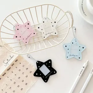 Acrylic star photo card holders in four colors with chains and Sparkling stars print