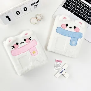 Kawaii White Plush Animal Dog Cat Photo Card Album Binder A6 6 Hole Idol Photocards Storage Collection Book Cute Stationery Star Chasing Supplies