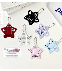 Star-shaped acrylic photocard holders in six colors with metallic bead chains