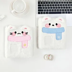 Cute plush puppy and kitten photocard holders with soft embroidery and scarf details