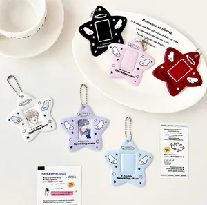 Star-shaped photo card holders in six colors with metal chains for bag decoration