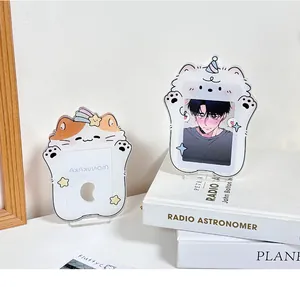 Detailed view of cute acrylic animal photo frames for desktop card display and storage