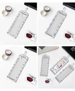 Détails de porte-photos en acrylique avec chaînes argentées et motifs étoiles K-pop