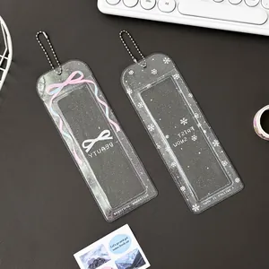 Porte-cartes en PVC scintillant avec nœud en ruban, motifs flocons et chaînes perlées