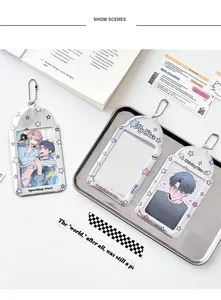 Detail of silver star photo card holder with metal chain and Sparkling Stars design