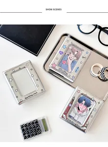 Porte-cartes photo laser argenté avec motifs d'étoiles pour cartes K-pop et photos