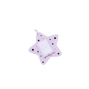 Star-shaped purple photocard holder with sparkling stars pattern and bead chain