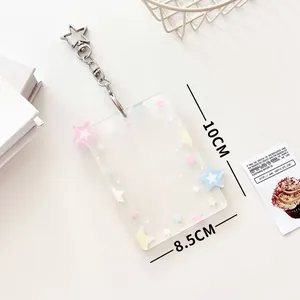 Star-decorated acrylic photo card holder with metal star keychain for Polaroïd photos