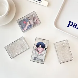 Glitter acrylic star photocard storage cases for desktop organization with clear finish
