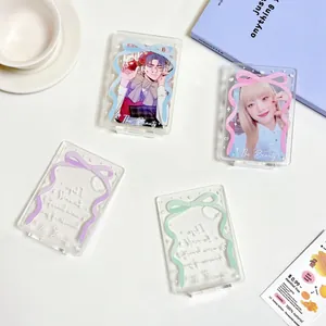 Soporte de tarjetas acrílico con lazo en azul, rosa, lila y verde menta para escritorio