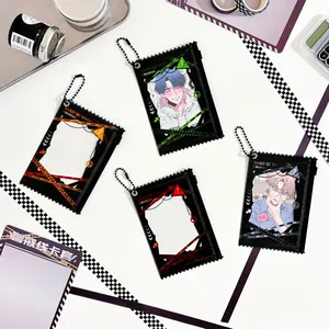 Industriestil Warnlinie PVC Kartenhalter Keep Out Warning Druck Fotokarten Aufbewahrungstasche Mit Kugelkette Reißverschluss