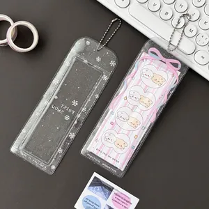 Porte-cartes en PVC à paillettes avec nœud et flocon de neige et chaînes à billes