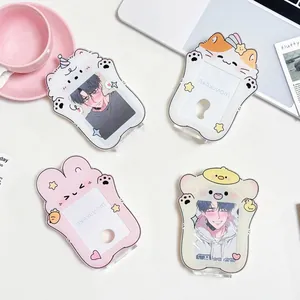 Acrylic cartoon animal card holders for desktop display featuring cat and rabbit designs