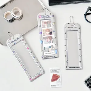 Lot de 3 porte-cartes PVC avec motifs étoiles et chaînes pour photos de collection
