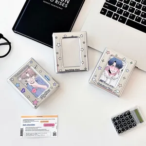Porte-cartes argenté avec motifs d'étoiles pour photos polaroid de 3 pouces