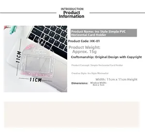 Specifiche dettagliate sulle dimensioni del porta card Sakura Dream in PVC trasparente