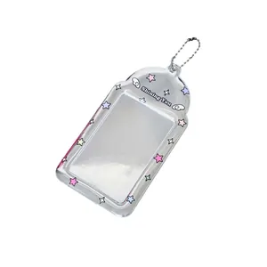 PVC star holographic photocard holder with Shining You print and silver bead chain