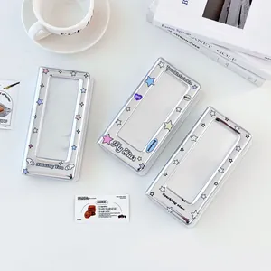 Cadre photo miroir argenté en acrylique avec motifs d'étoiles pour cartes d'idoles