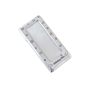 Porte-cartes holographique argenté avec étoiles colorées et motif texte Shining You