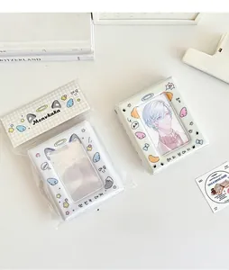 Mini 3-inch photo album featuring cute cartoon angel puppy and kitten illustrations