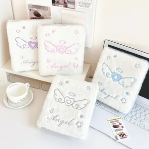 Carpeta de Tarjetas Fotográficas de Peluche A6 Con Bordado de Corazón de Alas de Ángel Álbum de Fotos de Hojas Sueltas